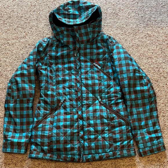 Burton Jackets & Blazers - Burton Blue and Brown Checkered Ski Jacket